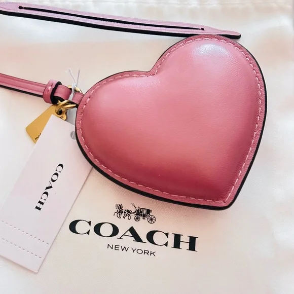 Coach Genuine Leather Puffy Heart Bag Charm/ Keychain - Picture 2 of 15